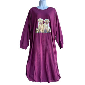 Anthony Richards Women's 1X Purple Long Sleeve Dog Print Sleepshirt